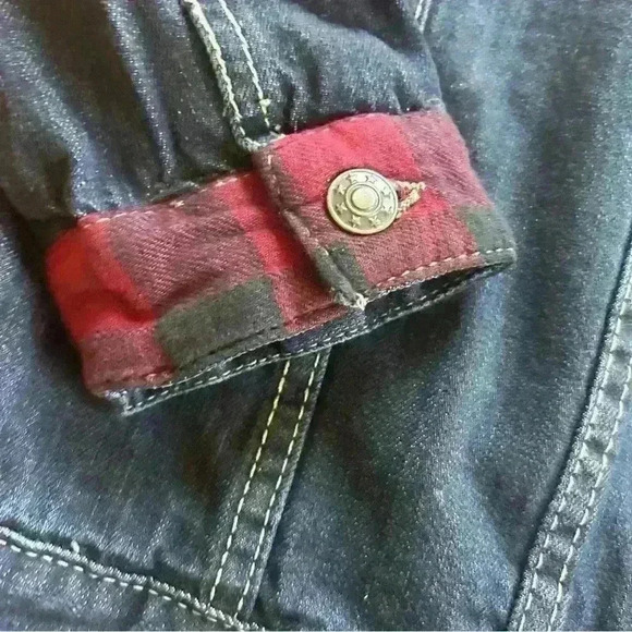 Country Store Plaid Flannel Denim Jacket Classic Trucker Style, Women’s Medium - Picture 4 of 13